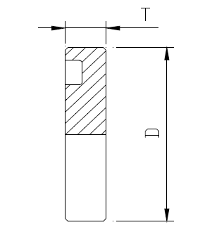 Dimension drawing: letters match the table columns
