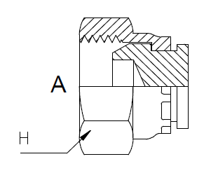 Dimension drawing: letters match the table columns