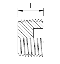 Dimension drawing: letters match the table columns