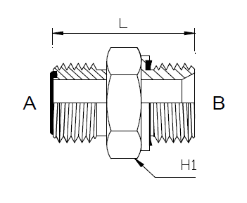 Dimension drawing: letters match the table columns