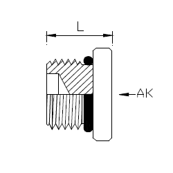Dimension drawing: letters match the table columns