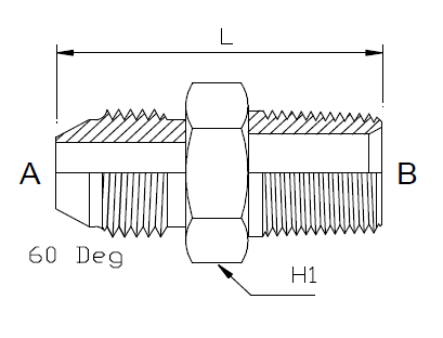 Dimension drawing: letters match the table columns