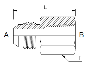 Dimension drawing: letters match the table columns