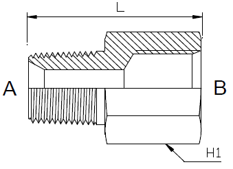 Dimension drawing: letters match the table columns