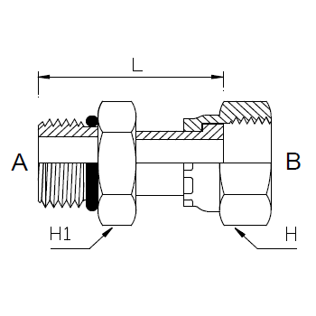 Dimension drawing: letters match the table columns
