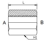 Dimension drawing: letters match the table columns