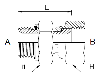 Dimension drawing: letters match the table columns