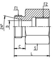 Dimension drawing: letters match the table columns