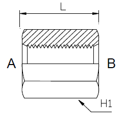 Dimension drawing: letters match the table columns