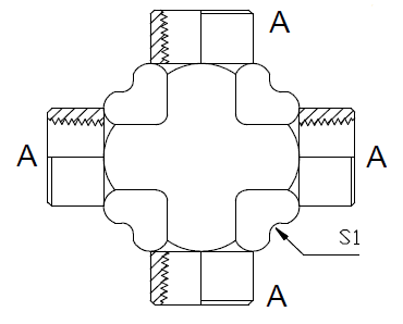 Dimension drawing: letters match the table columns
