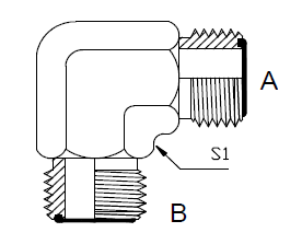 Dimension drawing: letters match the table columns