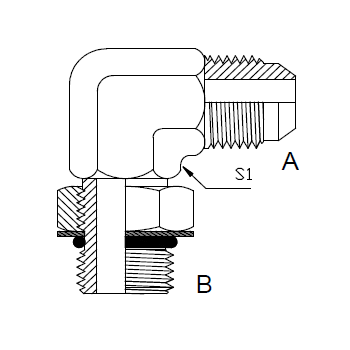 Dimension drawing: letters match the table columns