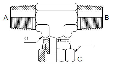 Dimension drawing: letters match the table columns