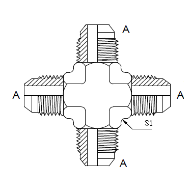 Dimension drawing: letters match the table columns