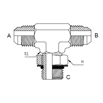 Dimension drawing: letters match the table columns
