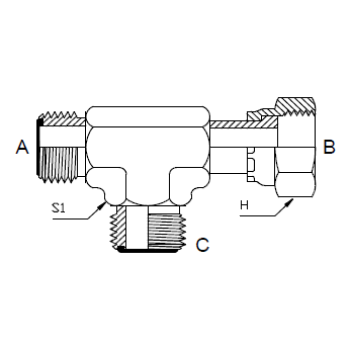 Dimension drawing: letters match the table columns
