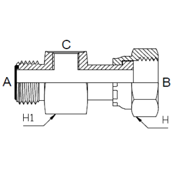 Dimension drawing: letters match the table columns