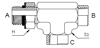 Dimension drawing: letters match the table columns