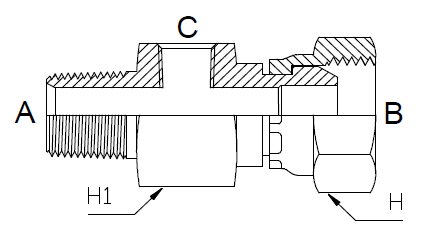 Dimension drawing: letters match the table columns