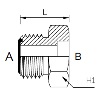 Dimension drawing: letters match the table columns
