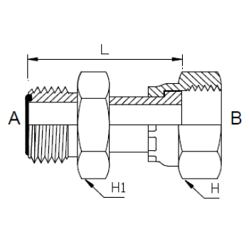 Dimension drawing: letters match the table columns
