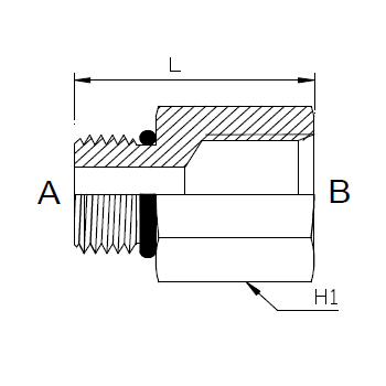 Dimension drawing: letters match the table columns