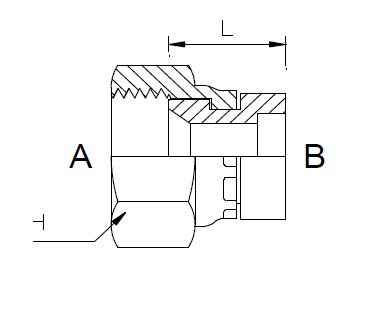 Dimension drawing: letters match the table columns