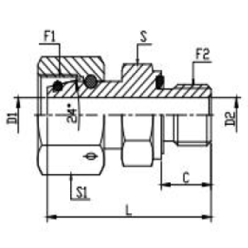Dimension drawing: letters match the table columns