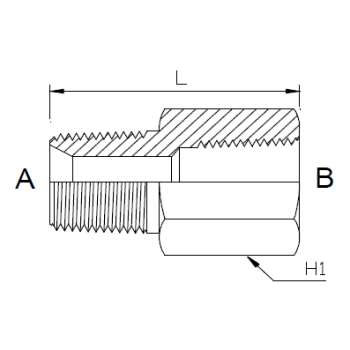 Dimension drawing: letters match the table columns