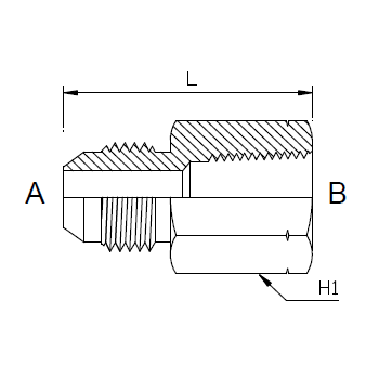 Dimension drawing: letters match the table columns