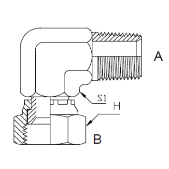Dimension drawing: letters match the table columns