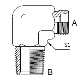 Dimension drawing: letters match the table columns