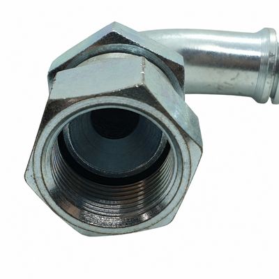 Hose Tail - Komatsu Swivel Female - 90° Swept - Two-Piece Crimp-On