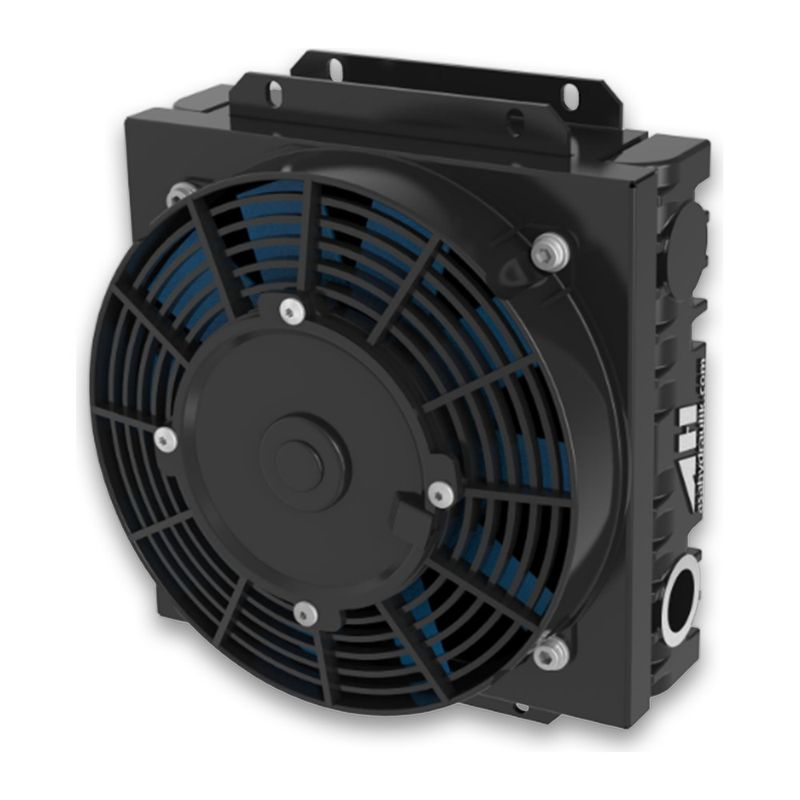 ASA Hydraulik ASA0033 Low Line Air Blast Oil Cooler - 3/4 inch BSPP, 12V 24V DC and 400V AC Three Phase ASA Hydraulik ASA0033 Low Line air blast oil cooler with 3/4 inch BSPP ports