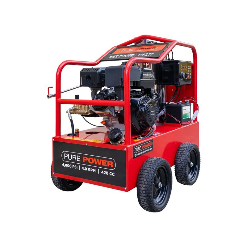 Hot Water Pressure Cleaner - Petrol Engine - 2,700 to 5,000 psi Hot water petrol pressure cleaner - PPHW4015RA - 4,000 psi @ 15 L/min - 15 HP petrol - AR pump