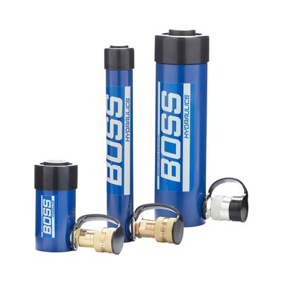 BOSS C Series single acting hydraulic cylinders, 5 to 100T, 700 bar, shown in three sizes