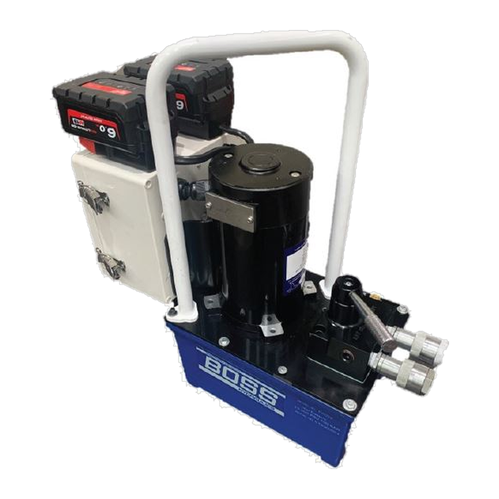 BOSS PBD028 Series Cordless Battery Hydraulic Pump - Double Acting, 10,000 PSI, 3,000 or 8,000 cc Reservoir BOSS PBD028 Series Cordless Battery Hydraulic Pump - Double Acting, 10,000 PSI, 3,000 or 8,000 cc Reservoir