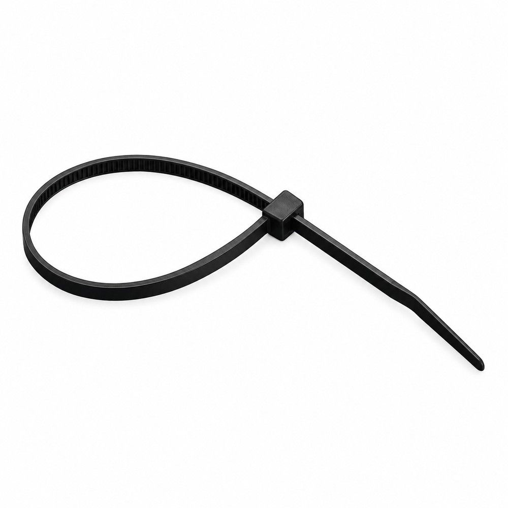 Black UV rated nylon cable ties, 100mm long x 2.5mm wide, pack of 100