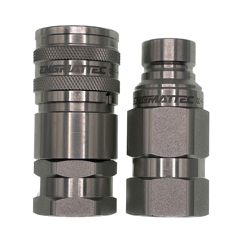 Engmattec BSPP Flat Face Dry Break Hydraulic Couplers - 1/2 & 3/4 Inch Engmattec BSPP Flat Face Dry Break Hydraulic Couplers - 1/2 & 3/4 Inch