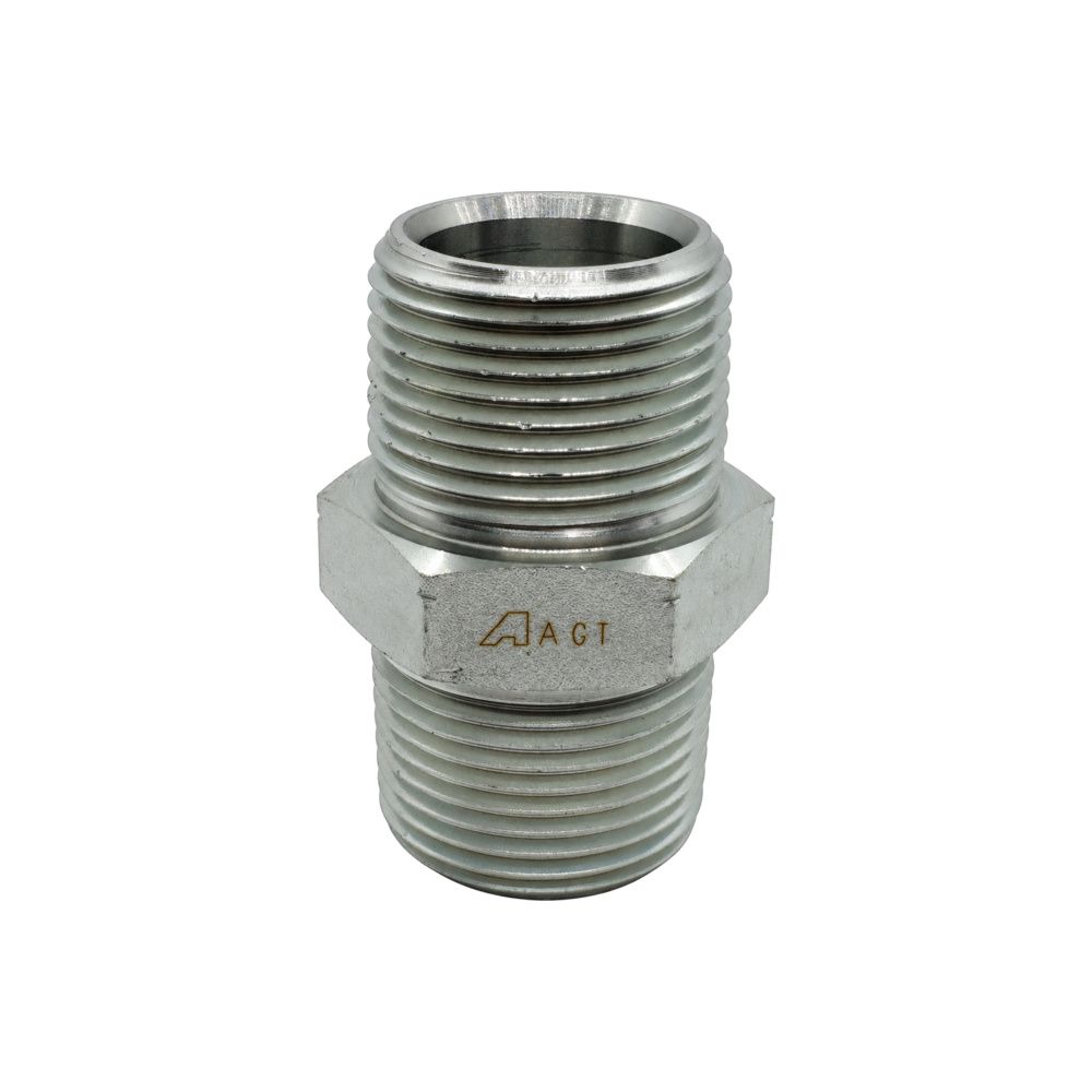 BSPT tapered Male x BSPT tapered Male Straight Nipple, Size: Adaptor - (02) 1/8" BSP Tapered Male x (04) 1/4" BSP Tapered Male - Straight