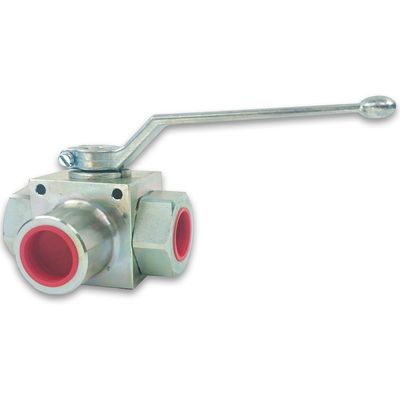 Oleoweb 3-Way L-Port Hydraulic Ball Valve - 1/4" (6.4 mm) to 1 1/2" (38.1 mm) BSPP