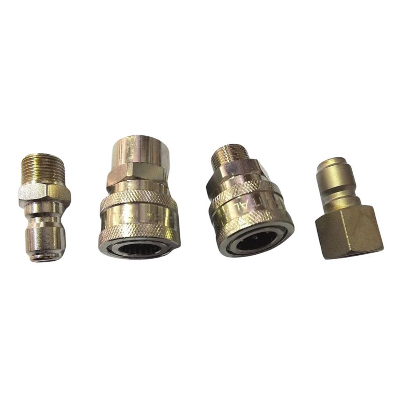 Pressure Washer 1/4 1/4" quick connect water blasting and jetting couplers, Italian made, pressures to 4,000 psi, Stainless steel males and Forged Zinc plated Brass Females