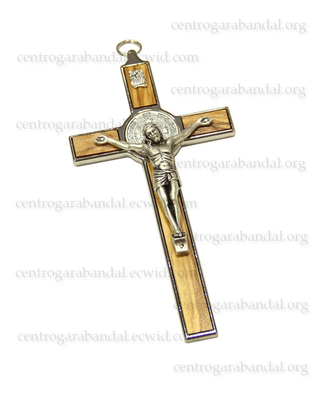 Olive Wood Saint Benedict Cross 21cm