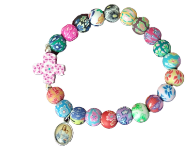 Pulsera Bolas-Cruz Fimo