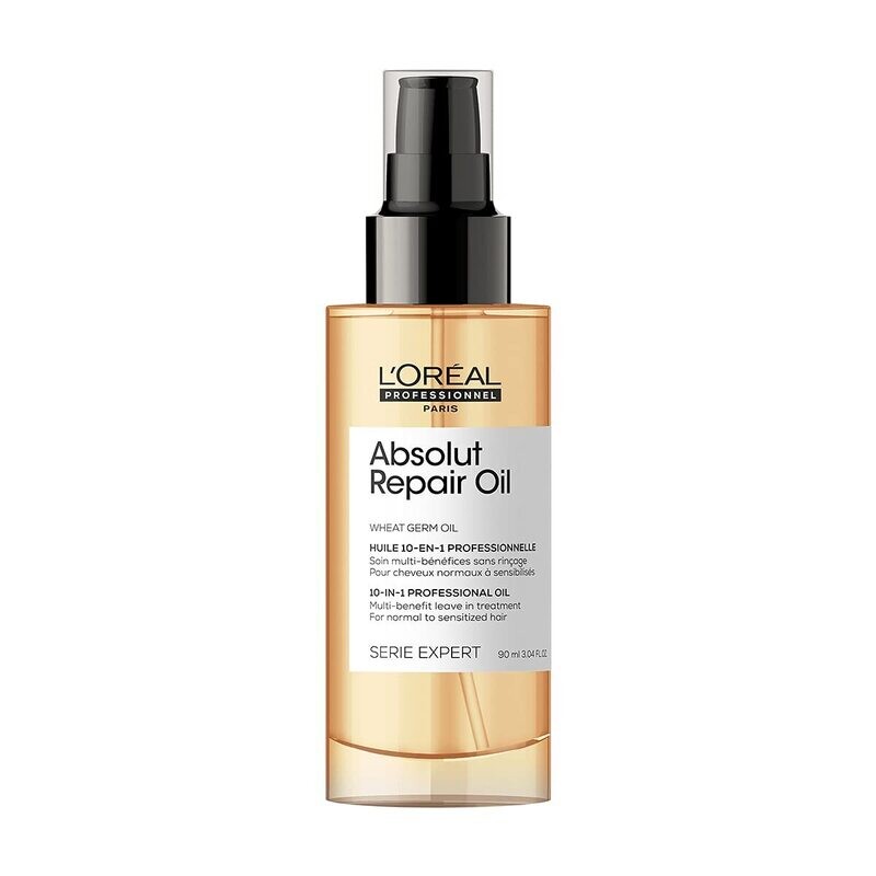 L’Oréal Professionnel Absolut Repair Oil 10-in-1 Multi-benefit Leave-In Hair Serum with Wheat Germ Oil for Dry &amp; Damaged Hair, Serie Expert