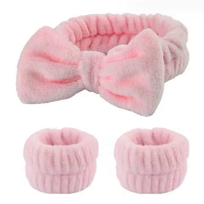 Fascia elastica per capelli + polsini - Rosa