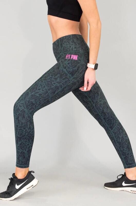 Elevate Leggings - Abstract Green Leaf