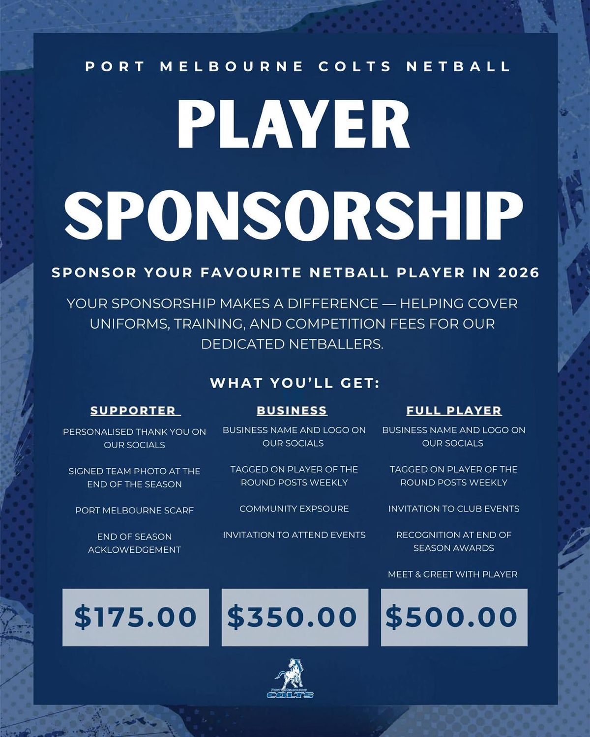 Netball Player Sponsorship 2026