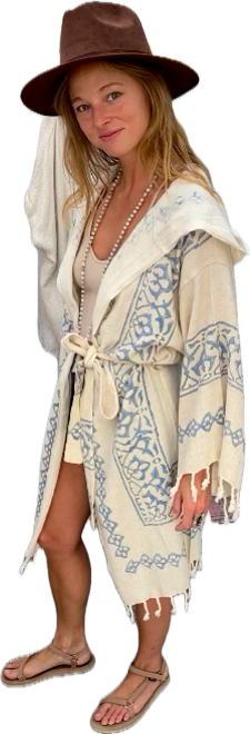The Bohemian - Hand Stamped Robe w/ Hood