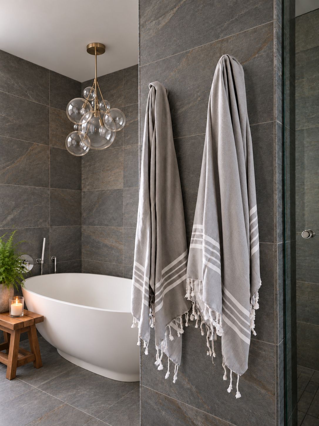 Mandalina Luxe Natural Stripe Bath Sheet/Towel (Organic Cotton)